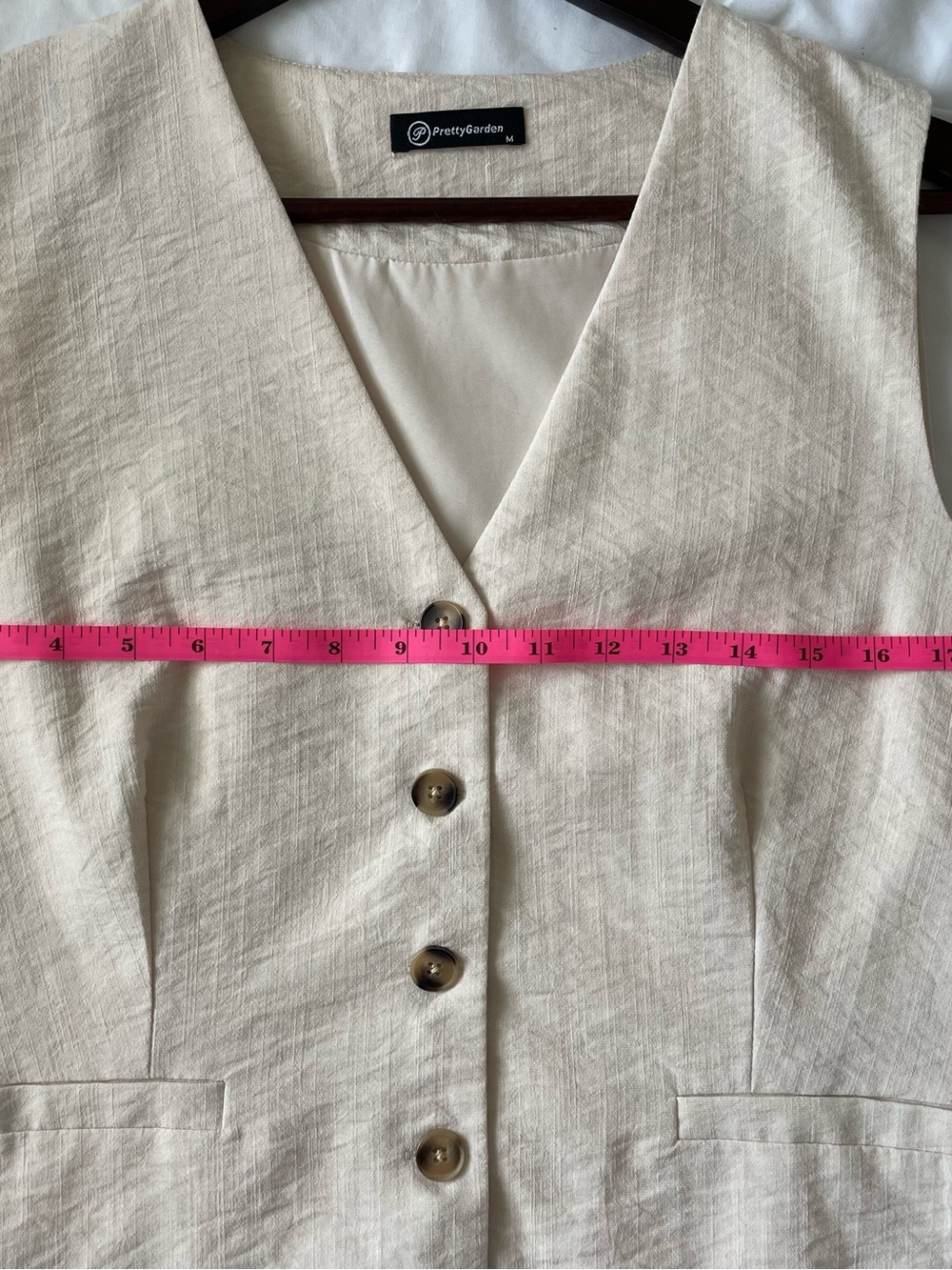 PrettyGarden Cream Linen-Blend Sleeveless Vest - Picture 4 of 7